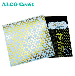 Bloc de papier personnalisé imprimé 6x6 feuille d'or Scrapbook Design sans bois bricolage carte et lettre style pour emballage cadeau - Product Image 5