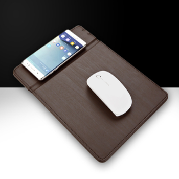 Desktop Mobilephone PU Leather Quick Charging Wireless Charger Mouse Pad