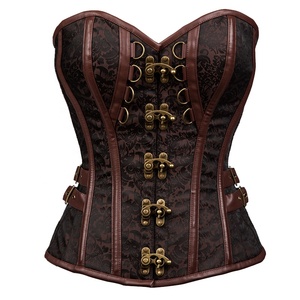 <span class=keywords><strong>Corsetto</strong></span> Steampunk Marrone Gotico CORZZET con Chiusura Posteriore in Acciaio e Allacciatura <span class=keywords><strong>per</strong></span> Halloween - Product Image 1