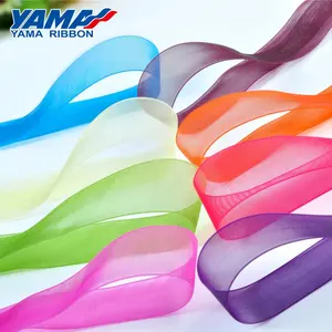 YAMA Wajah Ganda Pita Warna Murni Pabrik Polyester Tipis Organza 100% Polyester 3-75Mm Warna Solid 84 Warna 13 Ukuran