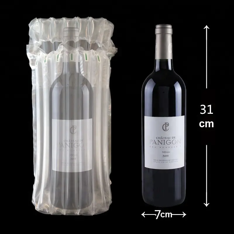 البلاستيك التجزئة التعبئة والتغليف كيس الهواء ل 750 مللي زجاجة نبيذ