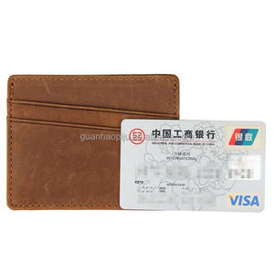 Brown Caballo Loco cuero de <span class=keywords><strong>vaca</strong></span> titular de <span class=keywords><strong>la</strong></span> tarjeta de crédito con RFID bloqueo - Product Image 2