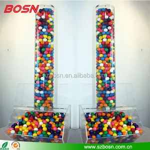 Distributeur de bonbons à gravité en acrylique transparent, de haute qualité, pour des tubes de céréales douces, vente en gros