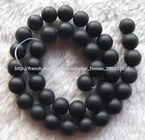 10mm mat lâche ronde naturelle ou agate noire gros perles givrées de pierres précieuses