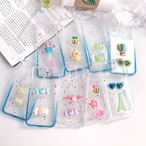 Casing Cangkang Ponsel Akrilik Transparan Epoksi Lebah Permen Lucu 3D Kristal untuk Iphone Xs 11 12 13 14 Pro Max Casing Berkilau