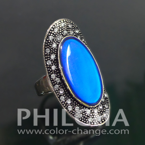 Boho <span class=keywords><strong>Gypsy</strong></span>亜鉛合金ムードリングアンティークシルバーラインストーン付きマルチカラー変更温度活性化コスチュームジュエリー - Product Image 3