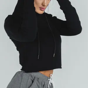 YX özel baskılı pamuklu bayan kırpma üst kolsuz hoodies