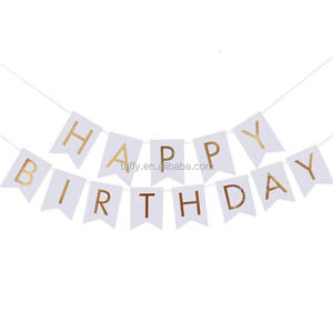 Décorations de fête d'<span class=keywords><strong>anniversaire</strong></span> pour enfants, 1 ensemble, en papier rose, blanc et <span class=keywords><strong>bleu</strong></span>, feuille d'or, <span class=keywords><strong>banderole</strong></span> de lettres, pour garçon et fille - Product Image 5