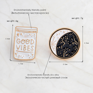 QIHE joyería buenas fase de la <span class=keywords><strong>luna</strong></span> redonda insignias esmalte solapa Pin - Product Image 2