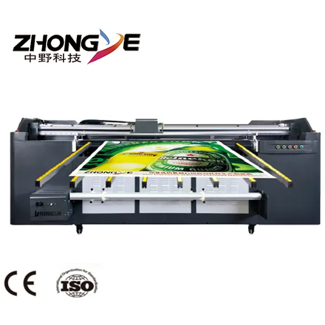 Zhongye แก้ว/ไม้/โลหะเครื่องการพิมพ์/แก้ว UV 3.2เมตร1.8เมตรไฮบริดเครื่องพิมพ์