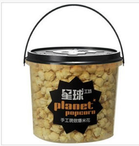 wholesale 5L transparent PP plastic popcorn bucket with lid and handle in china