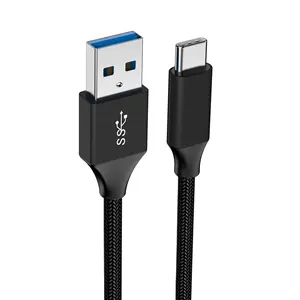 Alta qualidade de nylon trançado 3A 5 5gbps de alta velocidade cabos de carregamento USB 3.0 tipo C cabo de dados USB carregador rápido