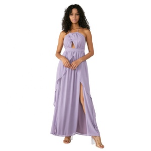 Púrpura dividir Halter <span class=keywords><strong>vestido</strong></span> <span class=keywords><strong>de</strong></span> baile desnudo hombro fuga a péndulo <span class=keywords><strong>vestido</strong></span> - Product Image 1