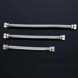 1/2 "o 3/8" de Metal trenzado de acero inoxidable tubo Flexible manguera de agua tubo británico baño calentador de agua Válvula de ángulo