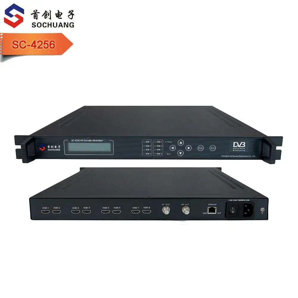 8 Kênh HD Dvb-t Encoder Modulator Đối Với Khách Sạn Digital TV Modulator (8 * HD In, 2 * DVB-T RF Out)