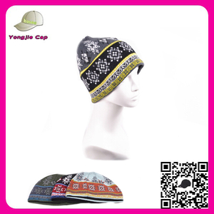 thời trang jacquard tùy chỉnh tay sai cuff dệt kim mũ slouchy mũ len mũ acrylic lỏng dệt kim beanie mũ - Product Image 1