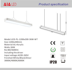 Ángulo redondo 4ft oficina moderna lámpara colgante led 36 w led luz colgante para casa club - Product Image 2