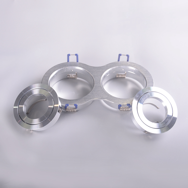 Double Head Aluminium Ceiling Downlight Satin Nickel Round LED Spotlight