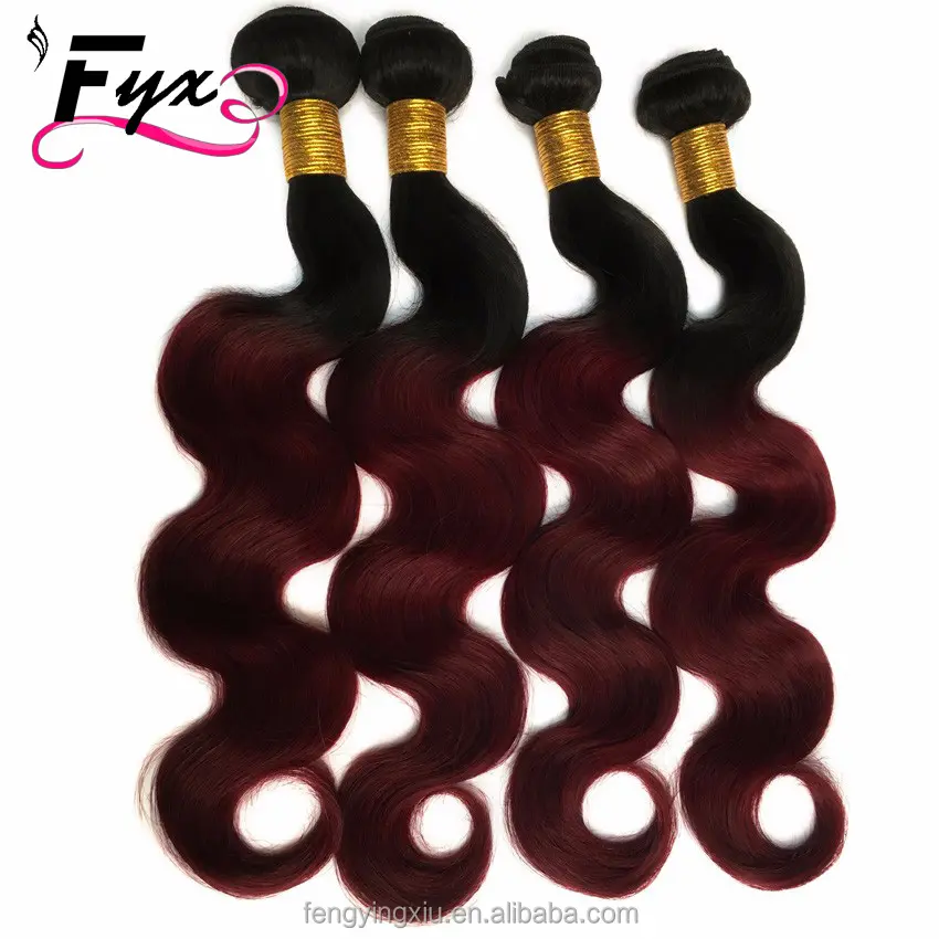 Cheveux malaisiens, Extensions de cheveux, ombrés, qualité supérieure, 2 tons, 1b/bordeaux, tissage, nouvel arrivage, 1 Lot