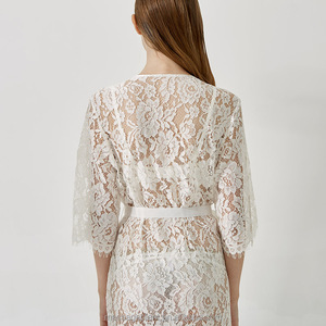 Robe de mariée kimono en dentelle française 8025 pour usage nuptial, 100 % polyester, grandes tailles - Product Image 6
