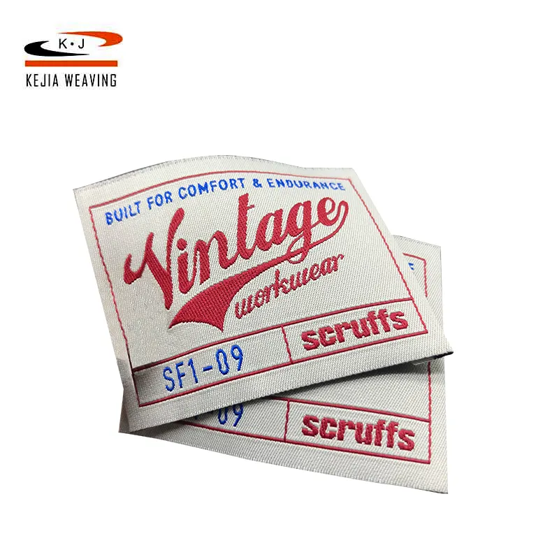 Wholesale Custom Famous Brand Name Logo Centerfold Machine Woven Damask Clothes Labels