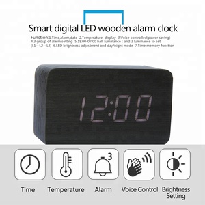 Emaf Trang Trí Nội Thất Cube Preciser Chức Năng Bằng Gỗ Bảng Bàn Đồng Hồ Báo Thức Trẻ Em Bằng Gỗ Bảng Nhiệt Độ LED Kỹ Thuật Số Đồng Hồ Báo Thức - Product Image 2