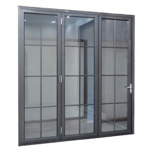 Двухстворчатые алюминиевые дешевые складные стеклянные двери WANJIA - Product Image 2