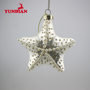Suministro de fábrica, venta al por mayor, colgante blanco soplado, estrella de cristal de Navidad - Product Image 5