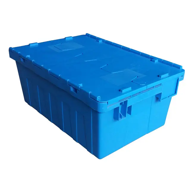 600*400*240ミリメートルPP Material StackableとNestable Industrial Storage Plastic Moving CrateとLid