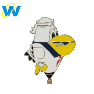 Suministro de fabricante de pines de esmalte duro de gaviota pájaro Pin de solapa de Metal placa - Product Image 1