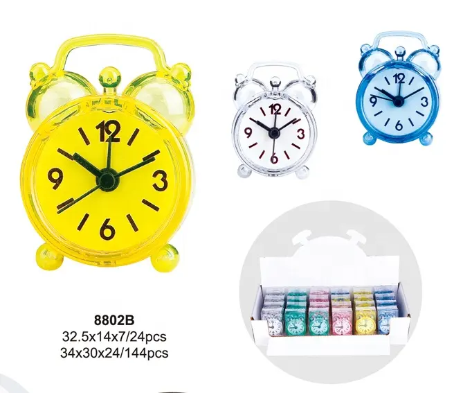 Bosheng Good Quality Plastic Travel Mini Alarm Clock Cute Shape Promotion Gift Item 8802B