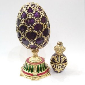 Nuevo Joyero de Aleación de Peltre Color Morado, Moderno, con Esmalte, Cristal y Baño de Oro, Estilo Fabergé - Product Image 2