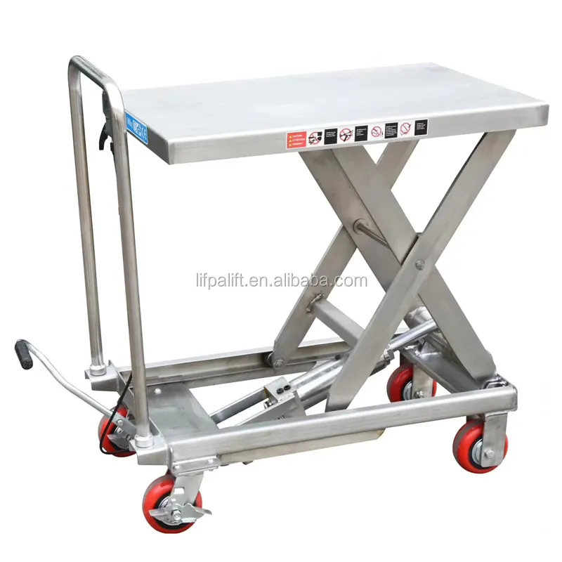 500kg Portable Manual Hydraulic Stainless Steel Scissor Lift Trolley