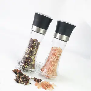Botol kaca dengan penggiling, penggiling garam merica laut tinggi Manual 180ML