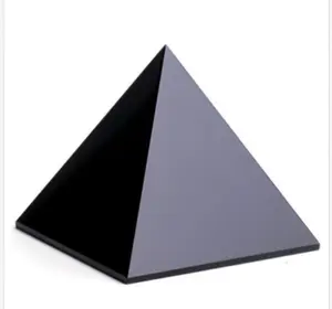 Hermosa Pirámide de cristal para decoración del hogar, pirámide de obsidiana negra, venta al por mayor