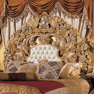 Cama Alta de Madera Maciza Clásica de Lujo Europeo, Cama Alta de Madera Maciza con Pintura de Corte Francesa para Villa de Lujo - Product Image 3