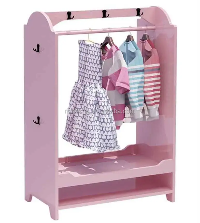 Modern multipurpose children toddler girl clothing coat rack closet kid wood bedroom furniture set, kid closet wardrobe