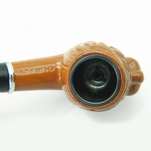 EKJ-605 Offre Spéciale Brun Jaunâtre Lion Tête Résine Enchase Fumer Tuyau Raccord Porte En Bois Pipes à Tabac En Gros - Product Image 2