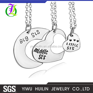 A700025 al por mayor del corazón Grande Medio hermana Pequeña aleación de zinc embedded Multilayer collar de conjuntos - Product Image 1