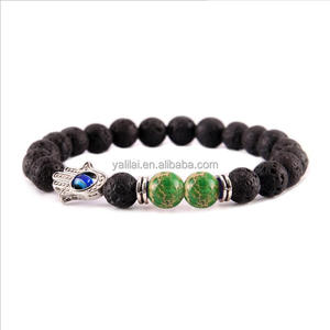 Gros pierre de lave bracelet de Coloré D'énergie De Yoga Main de Fatima Evil Eye Bracelet - Product Image 6
