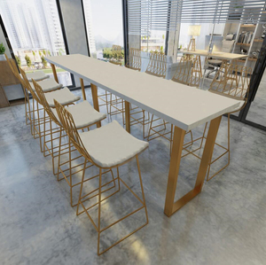 Modern Custom Milk Shop Cafe Bistro Strip Gold Metal High <strong>Marble</strong> <strong>bar</strong> <strong>Table</strong> - Product Image 2