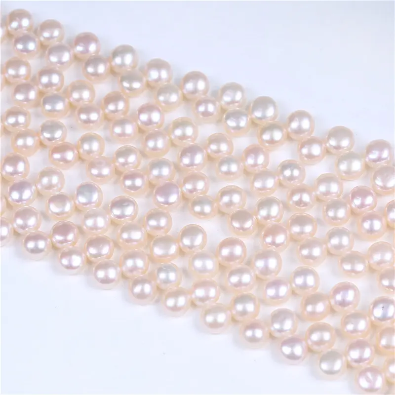 Perlas naturales de agua dulce, 6-7mm Botón de perla medio perforada Perla Rosa hyderming