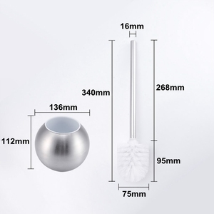 Ensemble de brosse de toilette moderne en acier inoxydable brossé avec support en plastique pour nettoyage de salle de bain, fourni par <span class=keywords><strong>HF</strong></span> Factory - Product Image 3