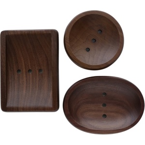 Porte-savon rond en bois de noyer noir écologique fait à la main classique - Product Image 4