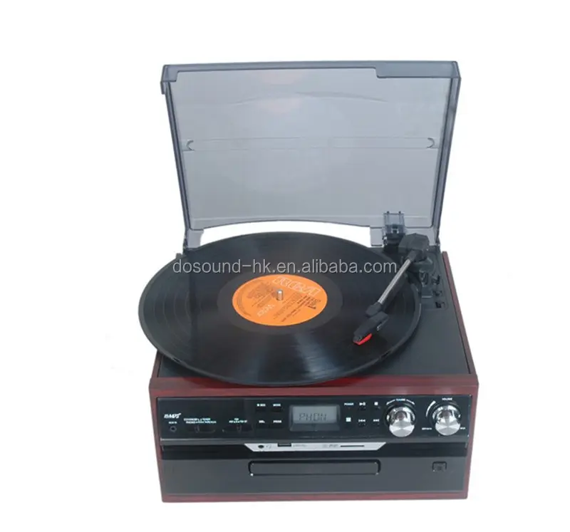 Classical Turntable with AM FM Radio CD Cassette/ USB Recorder & MP3 Player