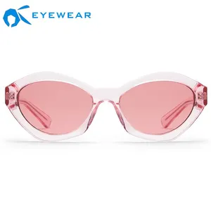 نمط جديد النظارات الشمسية المستقطبة تصميم acetae أزياء شفافة نظارات شمسية مع الأرجواني الوردي العدسات