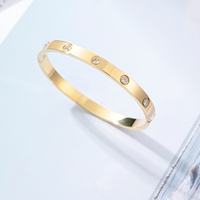 Bracelet Jonc Bijou de Mode Design en Acier Inoxydable Amour Vis Cristal Zircon Cubique CZ pour Femme
