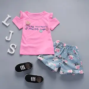 Hao Baby Summer New Girls Short-sleeved Children's Suit Kids Fashion Casual 2pcs Children's Clothing Shorts Factory Wholesale