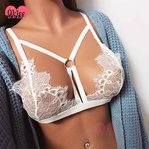 Bra Top Bustier Mujeres Bralette Encaje transparente Inconsútil de La Correa Caliente - Product Image 4