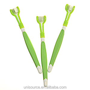 Venta de fábrica, cepillo de dientes de masaje para mascotas de alta calidad, cerdas suaves de <span class=keywords><strong>3</strong></span> lados, mango de plástico de 360 grados, cepillo de dientes para perros para mascotas - Product Image 1